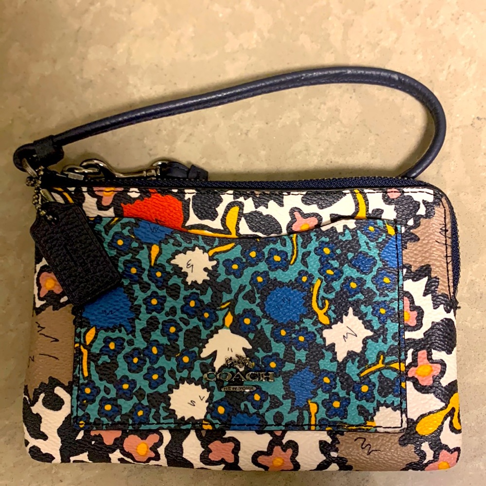 Coach leather floral print wristlet